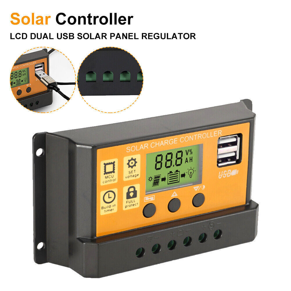 MPPT Solar Panel Regulator Charge Controller Auto Focus Tracking 30-100A 12V/24V