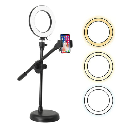 5Core 6 Inch Ring Light + Cell Phone Stand Adjustable Ringlight LED W Phone Holder