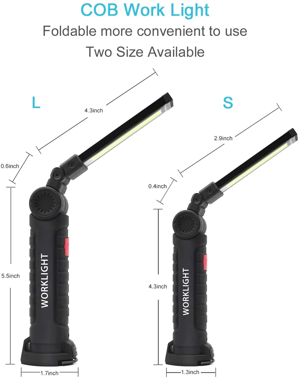 Rechargeable LED COB Work Light Mechanic Flashlight Lamp Magnetic Base Bright