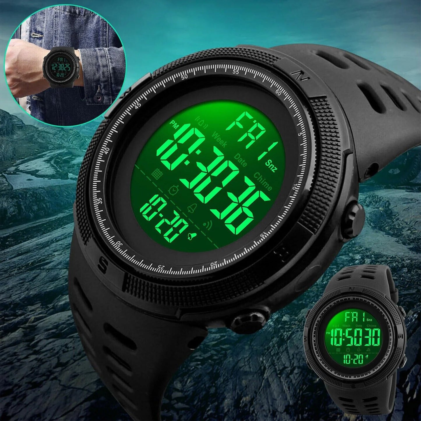 SKMEI Men'S Digital Army Military Sport Quartz Analog Chrono Waterproof Watch US