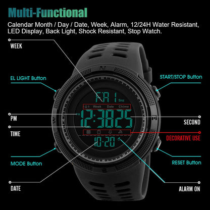 SKMEI Men'S Digital Army Military Sport Quartz Analog Chrono Waterproof Watch US